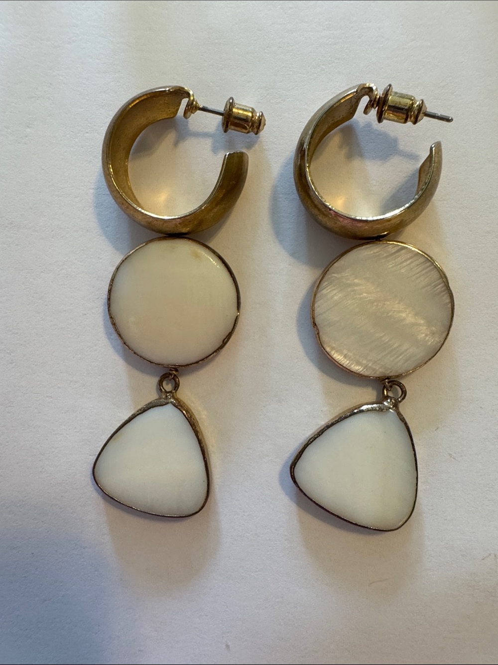 Classic Gold-Tone White Drop Earrings